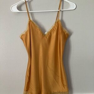 NWT Silky Mustard Lace Trim Cami Top